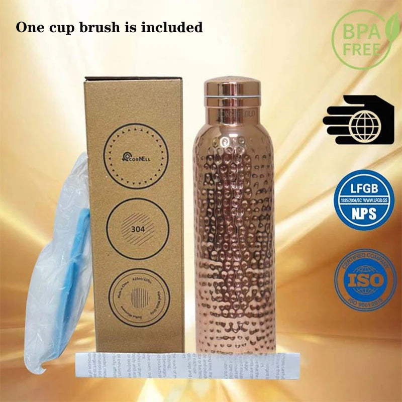 Noble copper 620ml vacuum insulated thermos flask with stainless cap and cleaning brush