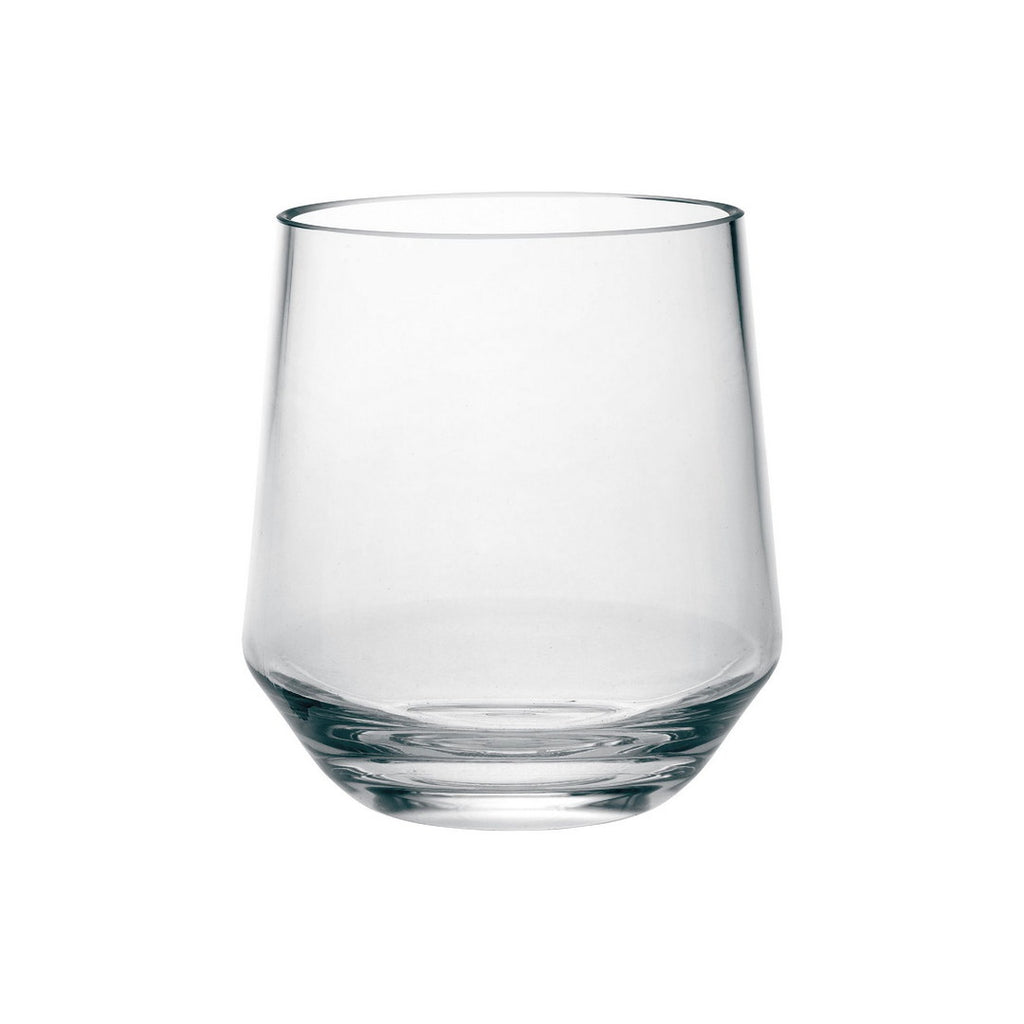 Clear wine tumbler glass with rounded bowl and thick base