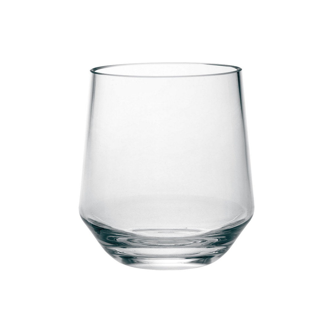 Clear wine tumbler glass with rounded bowl and thick base