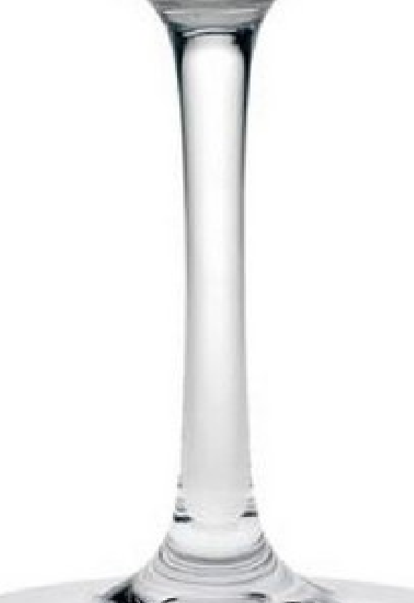 Clear stemmed wine glass with flared base, BPA-free Tritan (close-up)