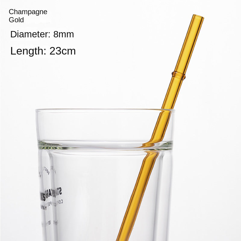 Borosilicate glass drinking straw, champagne gold, 8mm diameter, 23cm length