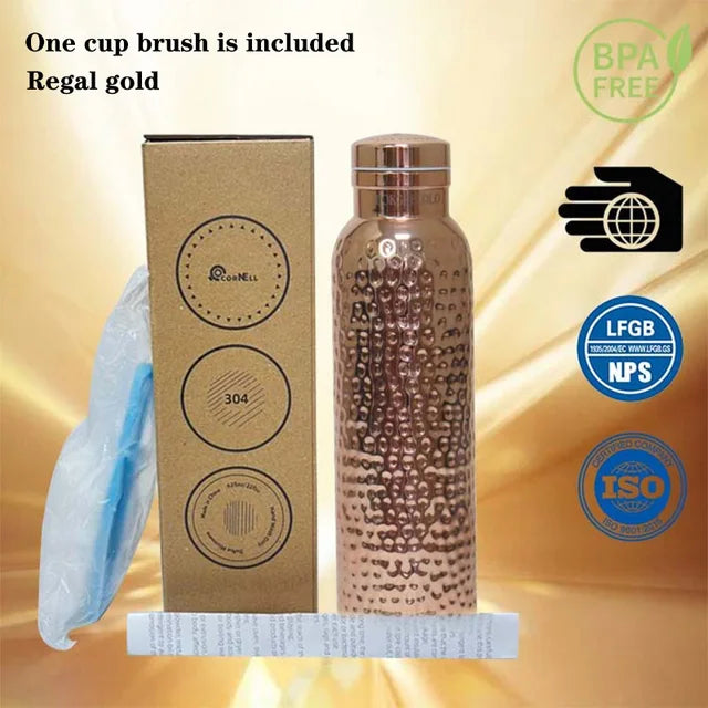 Regal gold 620ml vacuum insulated thermos flask with stainless steel cap and brush