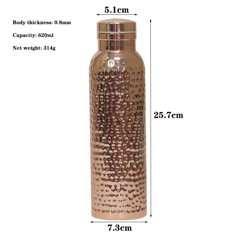 Noble copper 620ml vacuum insulated thermos flask, tall cylinder with metal cap
