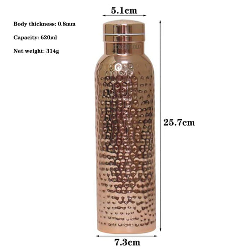 Noble copper 620ml vacuum insulated thermos flask, tall cylinder with metal cap