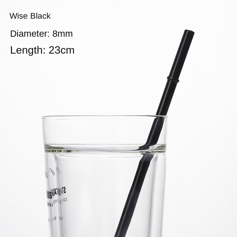 Borosilicate glass drinking straw, black, 8mm diameter, 23cm length