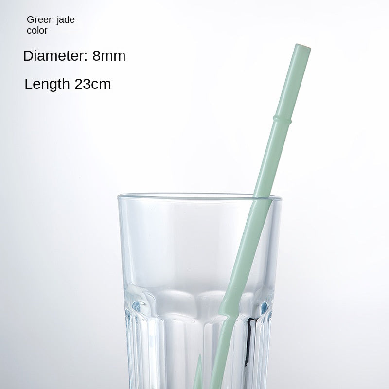 Borosilicate glass drinking straw, green jade color, 8mm diameter, 23cm length