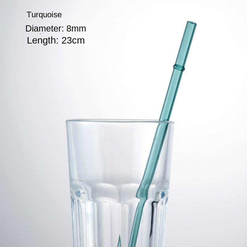 Borosilicate glass drinking straw, turquoise, 8mm diameter, 23cm length