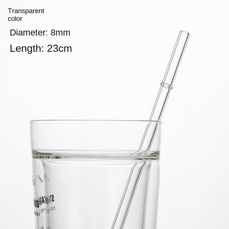 Borosilicate glass drinking straw, transparent, 8mm diameter, 23cm length