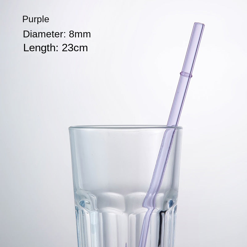Borosilicate glass drinking straw, purple, 8mm diameter, 23cm length