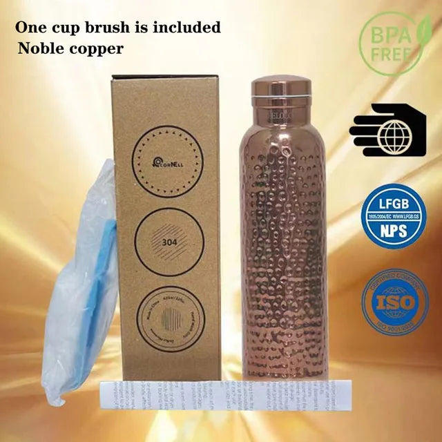 Noble copper 620ml vacuum insulated thermos flask with stainless cap and cup brush