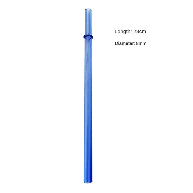 Borosilicate glass drinking straw, light blue, 8mm diameter, 23cm length